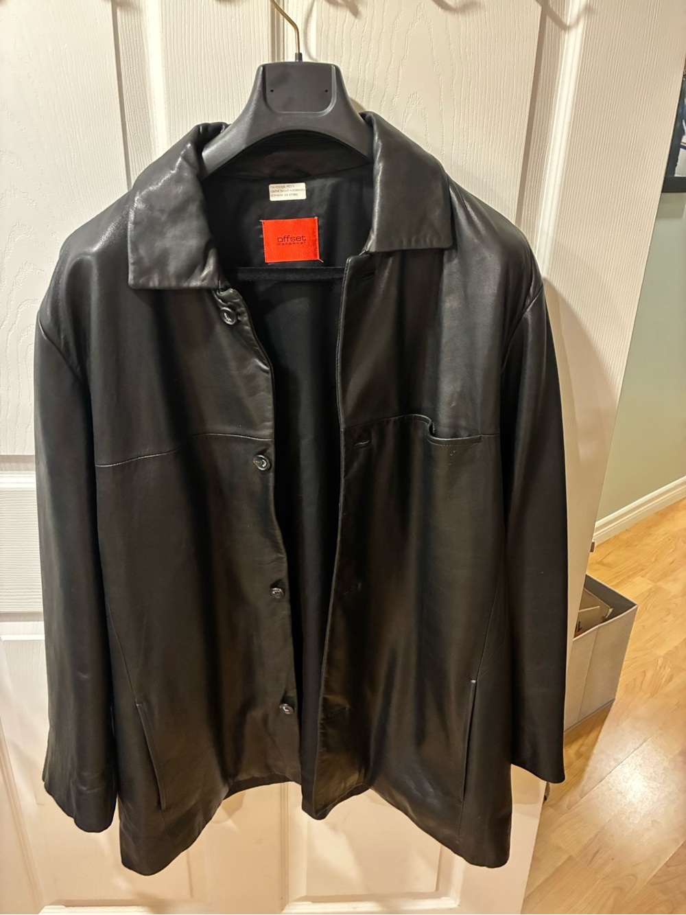 Black Leather ( Lamb) Men's Car Coat
